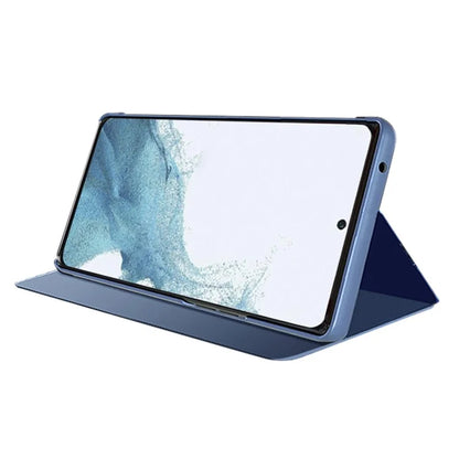 For Samsung Galaxy A05s 4G Case View Window Electroplating Leather Cover  /  Blue