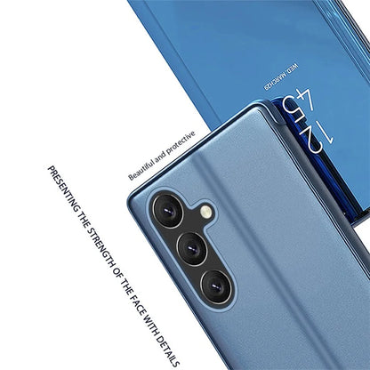 For Samsung Galaxy A05s 4G Case View Window Electroplating Leather Cover  /  Blue