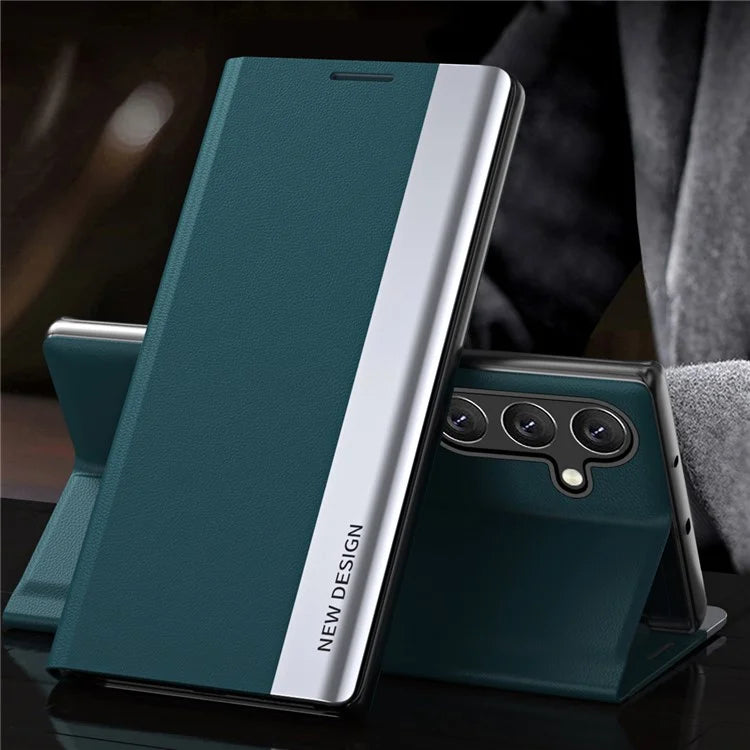 For Samsung Galaxy A05s 4G Leather Case Electroplating Stand Phone Cover