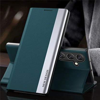 For Samsung Galaxy A05s 4G Leather Case Electroplating Stand Phone Cover