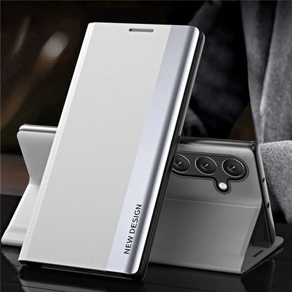 For Samsung Galaxy A05s 4G Leather Case Electroplating Stand Phone Cover