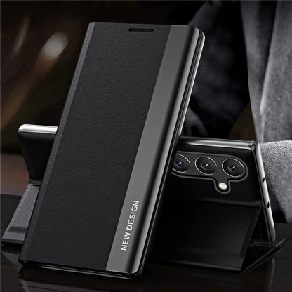 For Samsung Galaxy A05s 4G Leather Case Electroplating Stand Phone Cover