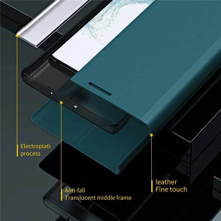 For Samsung Galaxy A05s 4G Leather Case Electroplating Stand Phone Cover