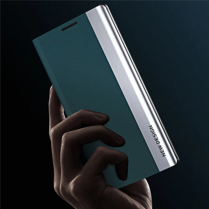 For Samsung Galaxy A05s 4G Leather Case Electroplating Stand Phone Cover