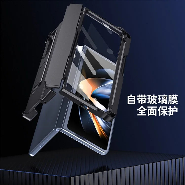 For Samsung Galaxy Z Fold3 5G Case Rubberized PC Phone Cover with Screen Protector / Stylus Pen