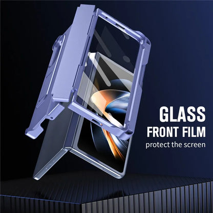 For Samsung Galaxy Z Fold3 5G Case Rubberized PC Phone Cover with Screen Protector / Stylus Pen