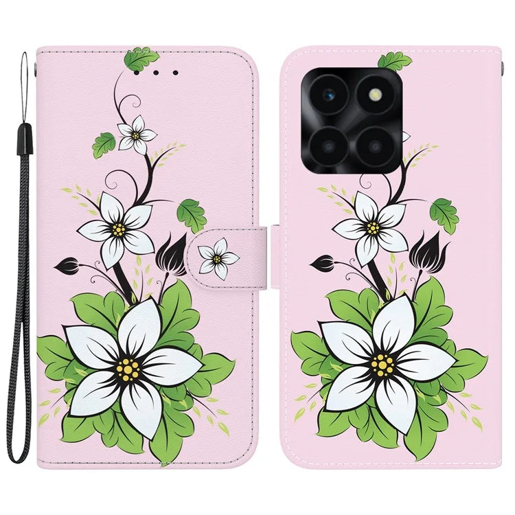 For Honor X6a 4G Leather Case Pattern Printing Wallet Cover