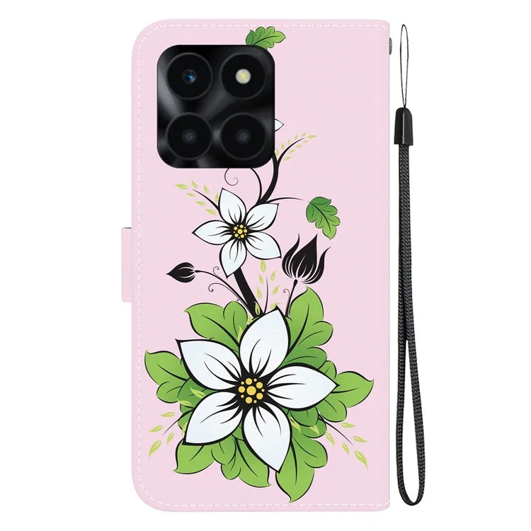 For Honor X6a 4G Leather Case Pattern Printing Wallet Cover