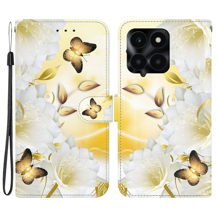 For Honor X6a 4G Leather Case Pattern Printing Wallet Cover