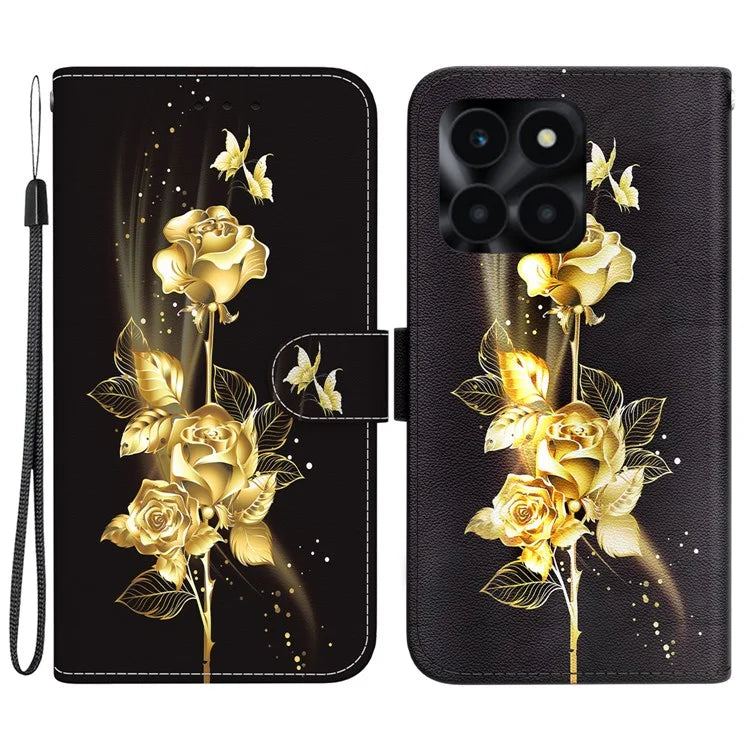 For Honor X6a 4G Leather Case Pattern Printing Wallet Cover