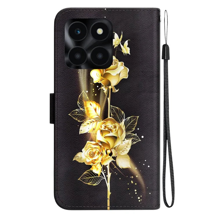 For Honor X6a 4G Leather Case Pattern Printing Wallet Cover