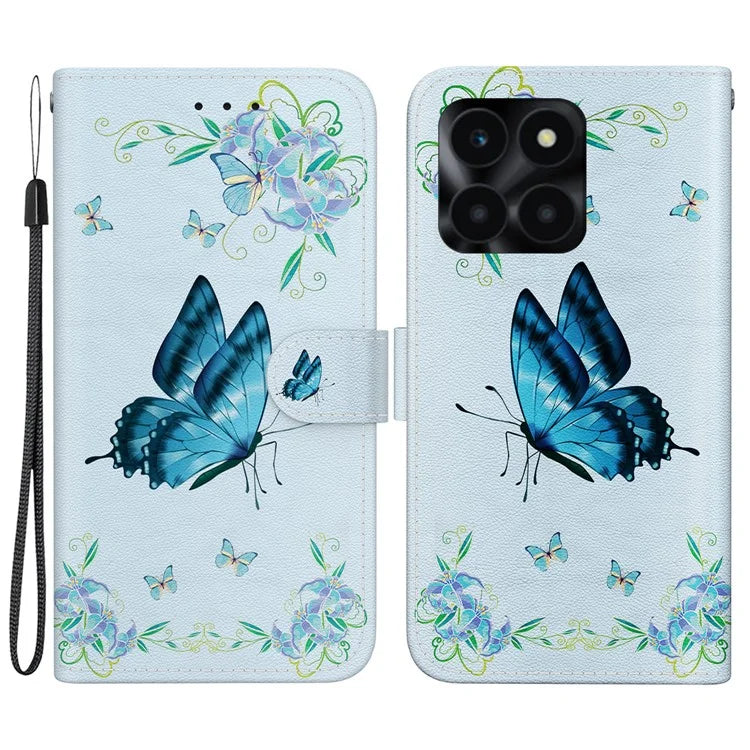 For Honor X6a 4G Leather Case Pattern Printing Wallet Cover