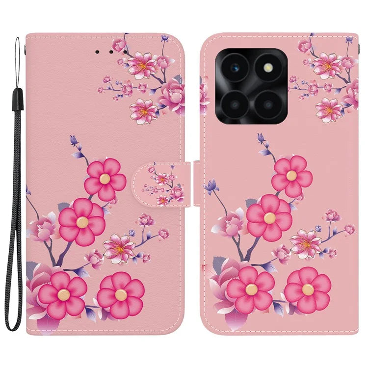 For Honor X6a 4G Leather Case Pattern Printing Wallet Cover