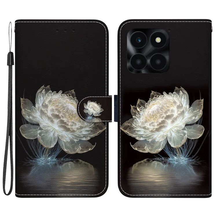 For Honor X6a 4G Leather Case Pattern Printing Wallet Cover