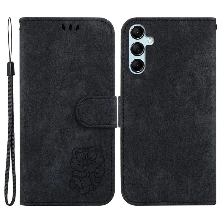 For Samsung Galaxy A15 4G Case Lovely Tiger Imprint Leather Phone Stand Cover