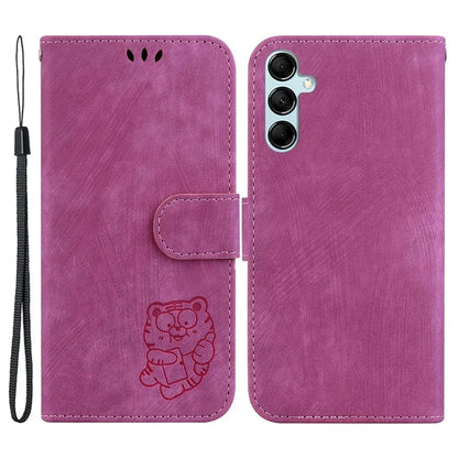 For Samsung Galaxy A15 4G Case Lovely Tiger Imprint Leather Phone Stand Cover