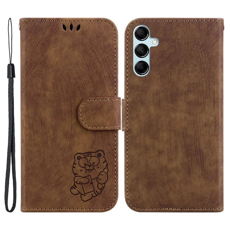 For Samsung Galaxy A15 4G Case Lovely Tiger Imprint Leather Phone Stand Cover
