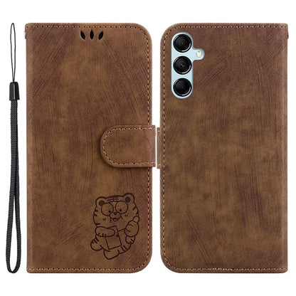 For Samsung Galaxy A15 4G Case Lovely Tiger Imprint Leather Phone Stand Cover