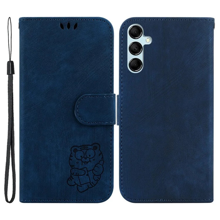 For Samsung Galaxy A15 4G Case Lovely Tiger Imprint Leather Phone Stand Cover