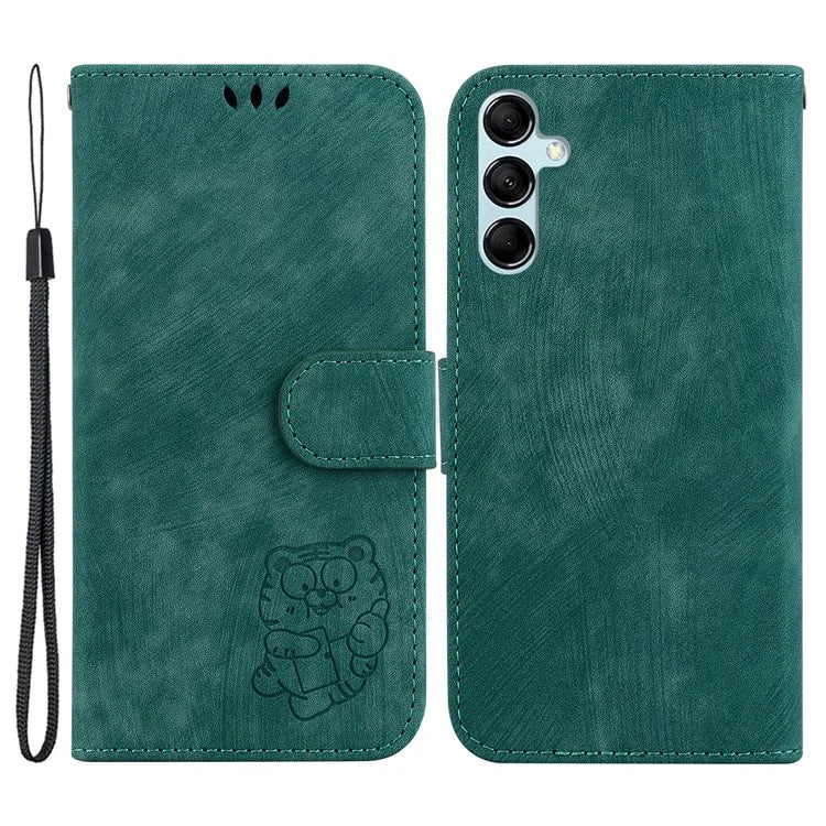 For Samsung Galaxy A15 4G Case Lovely Tiger Imprint Leather Phone Stand Cover
