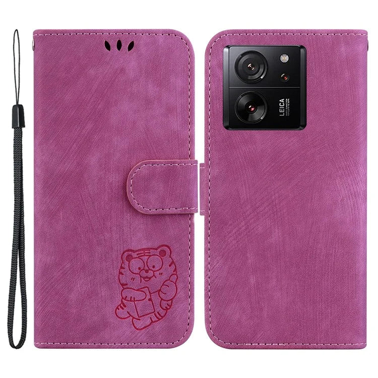 For Xiaomi Redmi K60 Ultra / 13T / 13T Pro Case Lovely Tiger Imprint Mobile Phone Leather Cover