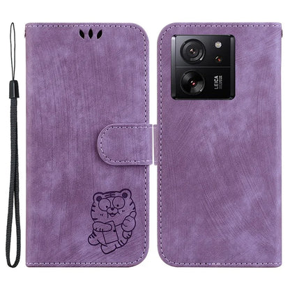 For Xiaomi Redmi K60 Ultra / 13T / 13T Pro Case Lovely Tiger Imprint Mobile Phone Leather Cover