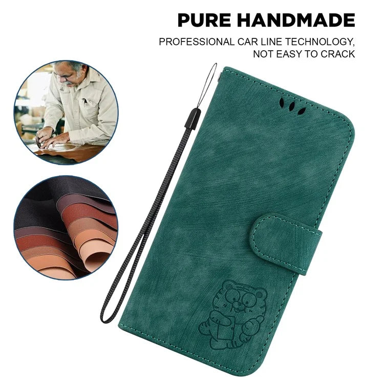 For Samsung Galaxy A05 4G Case Lovely Tiger Imprint PU Leather Book Style Phone Cover