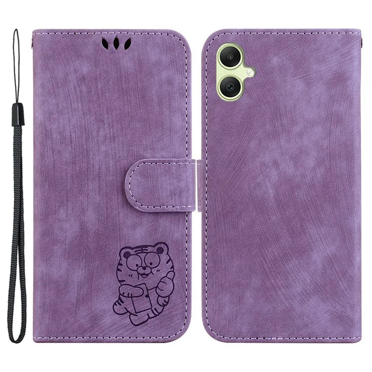For Samsung Galaxy A05 4G Case Lovely Tiger Imprint PU Leather Book Style Phone Cover