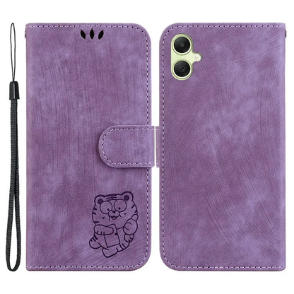 For Samsung Galaxy A05 4G Case Lovely Tiger Imprint PU Leather Book Style Phone Cover