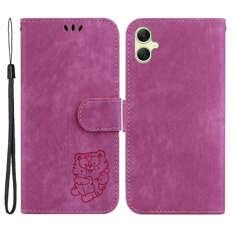 For Samsung Galaxy A05 4G Case Lovely Tiger Imprint PU Leather Book Style Phone Cover