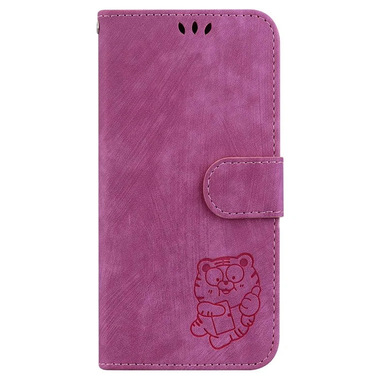 For Samsung Galaxy A05 4G Case Lovely Tiger Imprint PU Leather Book Style Phone Cover