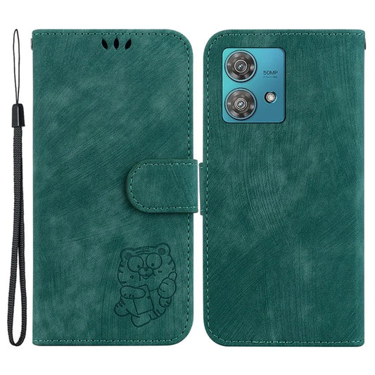 For Motorola Edge 40 Neo 5G Case Tiger Imprint PU Leather Phone Wallet Cover