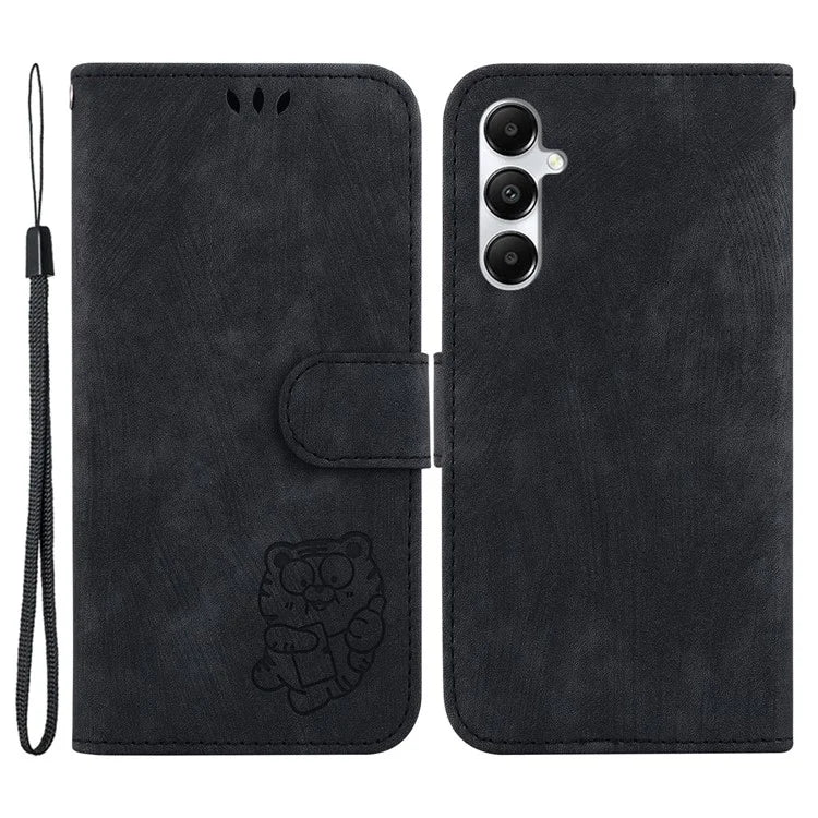 For Samsung Galaxy A05s 4G Cute Tiger Imprint PU Leather Stand Phone Cover