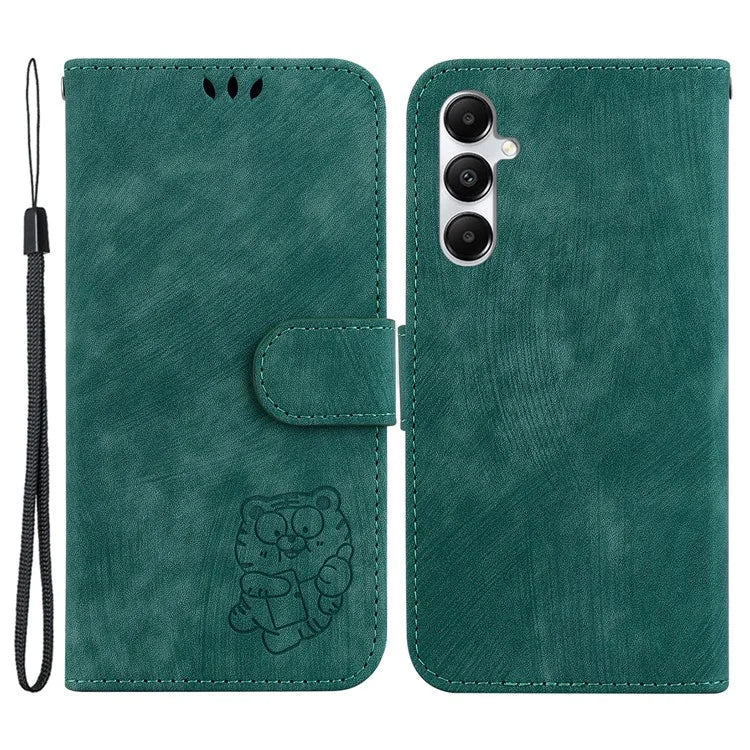 For Samsung Galaxy A05s 4G Cute Tiger Imprint PU Leather Stand Phone Cover