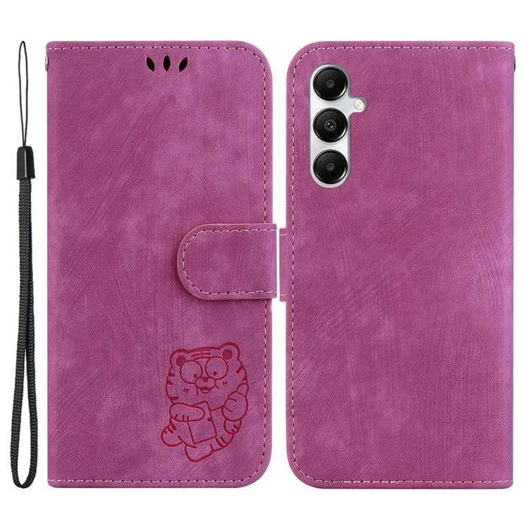 For Samsung Galaxy A05s 4G Cute Tiger Imprint PU Leather Stand Phone Cover