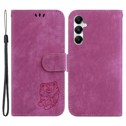 For Samsung Galaxy A05s 4G Cute Tiger Imprint PU Leather Stand Phone Cover