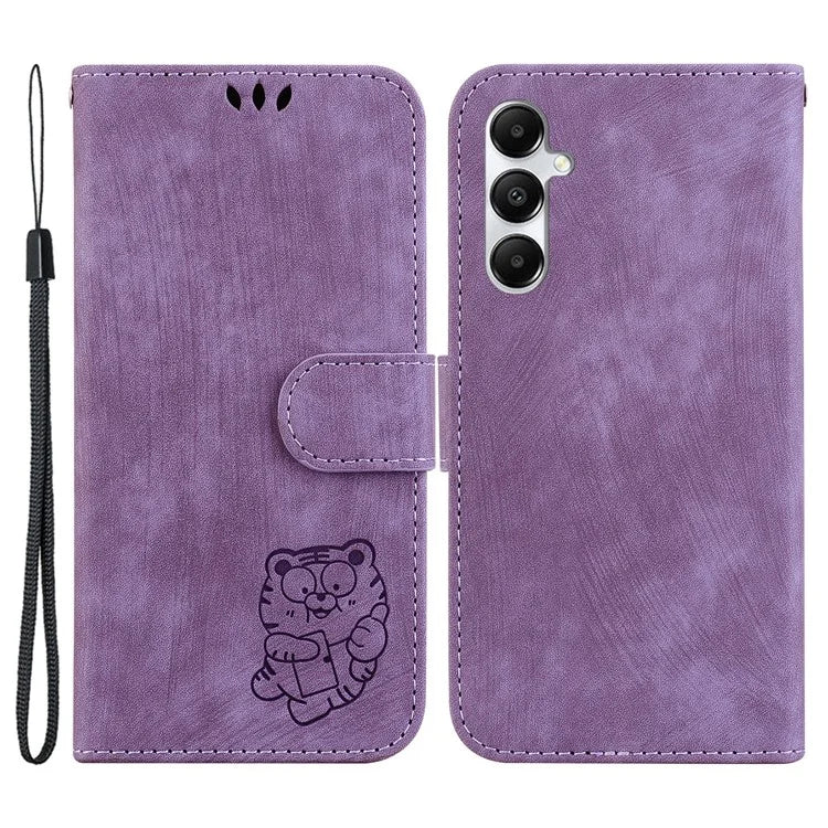 For Samsung Galaxy A05s 4G Cute Tiger Imprint PU Leather Stand Phone Cover