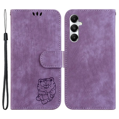 For Samsung Galaxy A05s 4G Cute Tiger Imprint PU Leather Stand Phone Cover