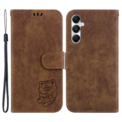 For Samsung Galaxy A05s 4G Cute Tiger Imprint PU Leather Stand Phone Cover