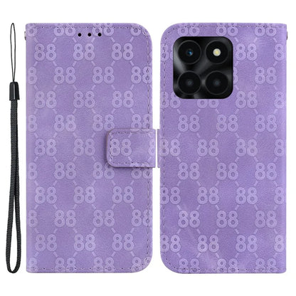 For Honor X6a 4G Case PU Leather Double 8-Shape Imprint Phone Wallet Cover