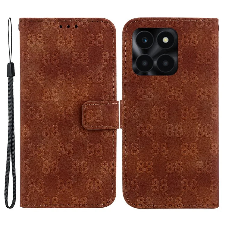 For Honor X6a 4G Case PU Leather Double 8-Shape Imprint Phone Wallet Cover