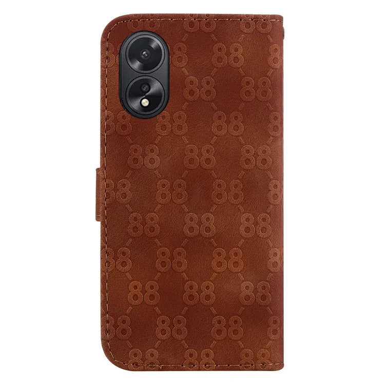 For Oppo A18 4G / A38 4G Case Double 8-Shape Imprint Leather Wallet Cellphone Cover