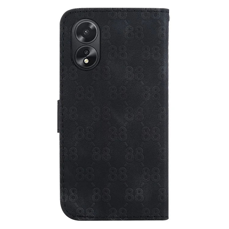 For Oppo A18 4G / A38 4G Case Double 8-Shape Imprint Leather Wallet Cellphone Cover