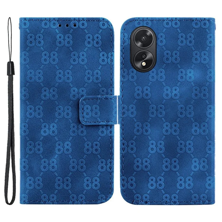 For Oppo A18 4G / A38 4G Case Double 8-Shape Imprint Leather Wallet Cellphone Cover