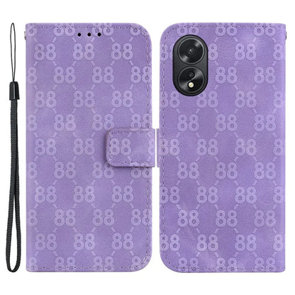 For Oppo A18 4G / A38 4G Case Double 8-Shape Imprint Leather Wallet Cellphone Cover
