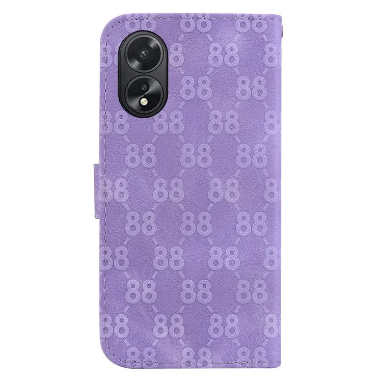 For Oppo A18 4G / A38 4G Case Double 8-Shape Imprint Leather Wallet Cellphone Cover