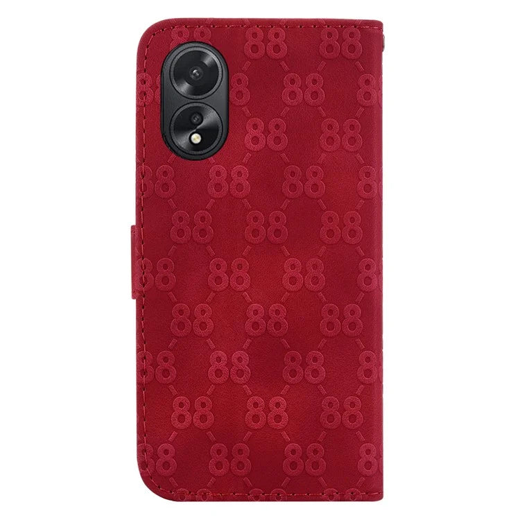 For Oppo A18 4G / A38 4G Case Double 8-Shape Imprint Leather Wallet Cellphone Cover