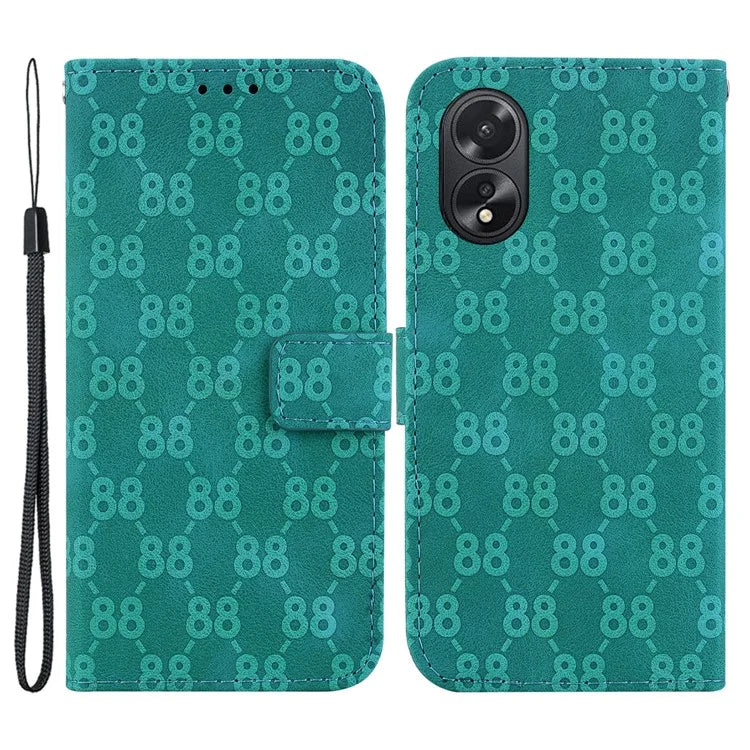 For Oppo A18 4G / A38 4G Case Double 8-Shape Imprint Leather Wallet Cellphone Cover