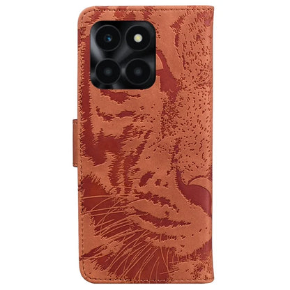 For Honor X6a 4G Case Wallet Phone Cover with Imprinted Tiger Pattern