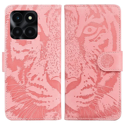 For Honor X6a 4G Case Wallet Phone Cover with Imprinted Tiger Pattern